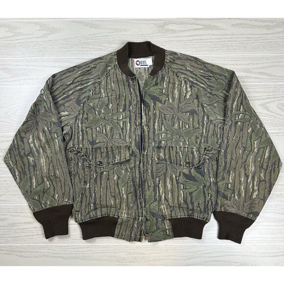 Vintage Sports Afield Liberty Camo Cargo Bomber Hunting Jacket Medium Realtree - Picture 1 of 7